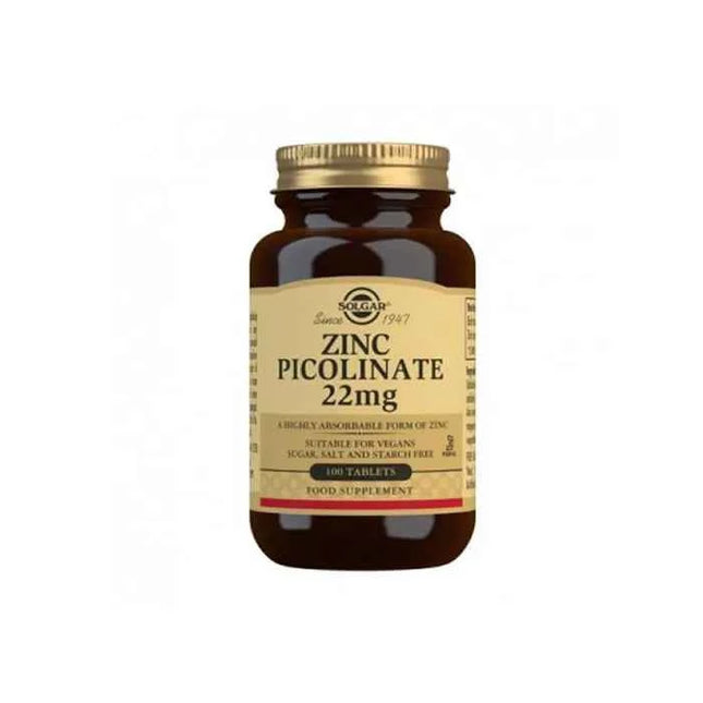 Solgar Picolinato Zinc 22mg, 100 tablets