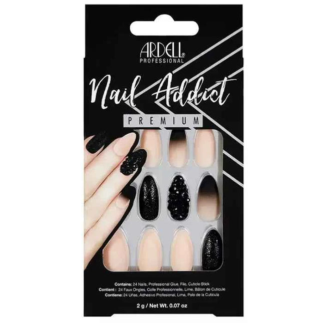 Ardell Nail Addict Black Stud y Pink Ombre False Nails Unisex