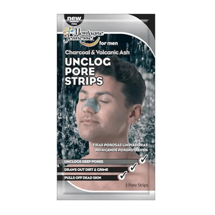 Montagne Jeunesse Charcoal & Volcanic Ash Unclog Pore Strips, 3 Units