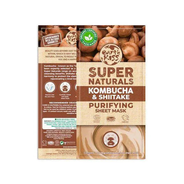 Earth KISS Super Naturals Kombucha y Shitake Sheet Mask Unisex, 16 ml