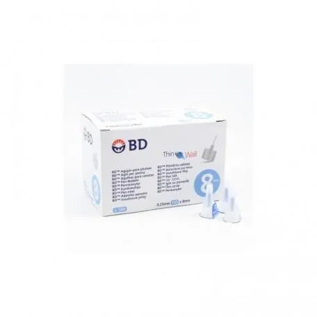 BD Aguja Para Plumas Thin Wall 0,25 X 8 Mm 100 Units Becton Dickinson