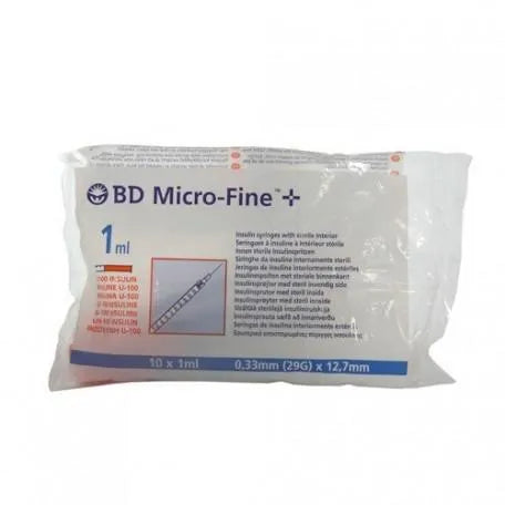 B.D Ultra Fine Jeringa Para Insulina U 100 1 ml 29 g X 12,7 Mm 10 Units Becton Dickinson