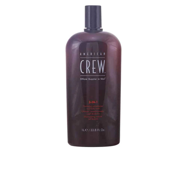 American CREW Crew 3 In 1 – Shampoo, Conditioner y Body Wash Unisex, 1000 ml