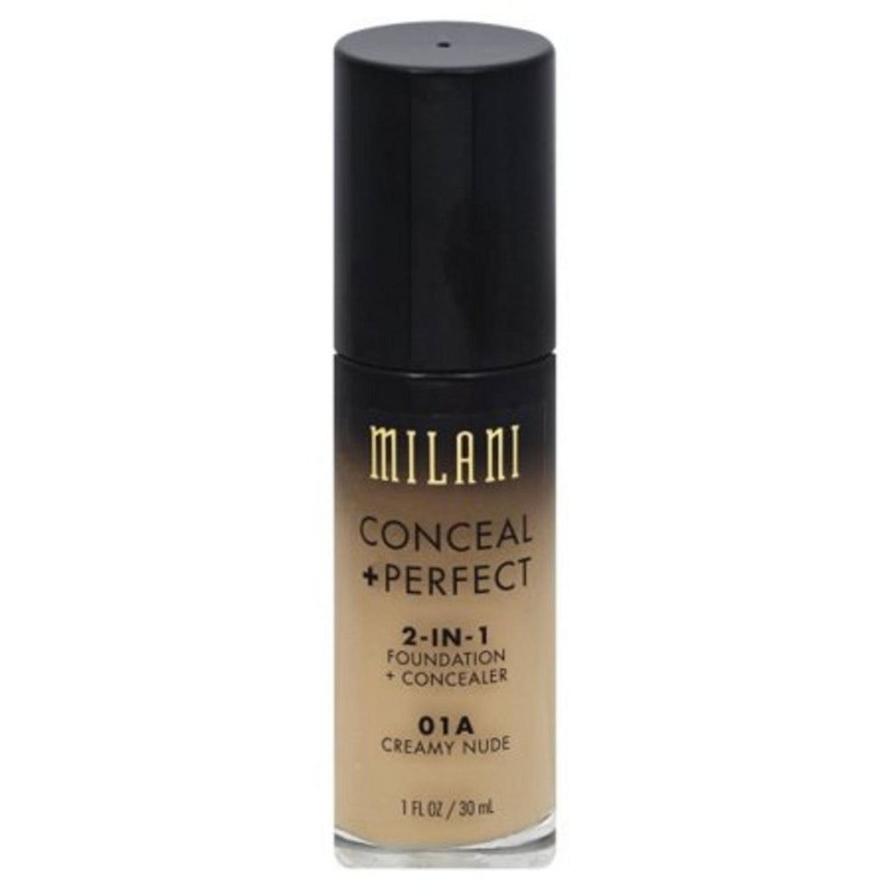 Milani Conceal + Perfect Matte – Liquid Foundation & Concealer 2-in-1 for Women, 01A, Creamy Nude, 30 ml
