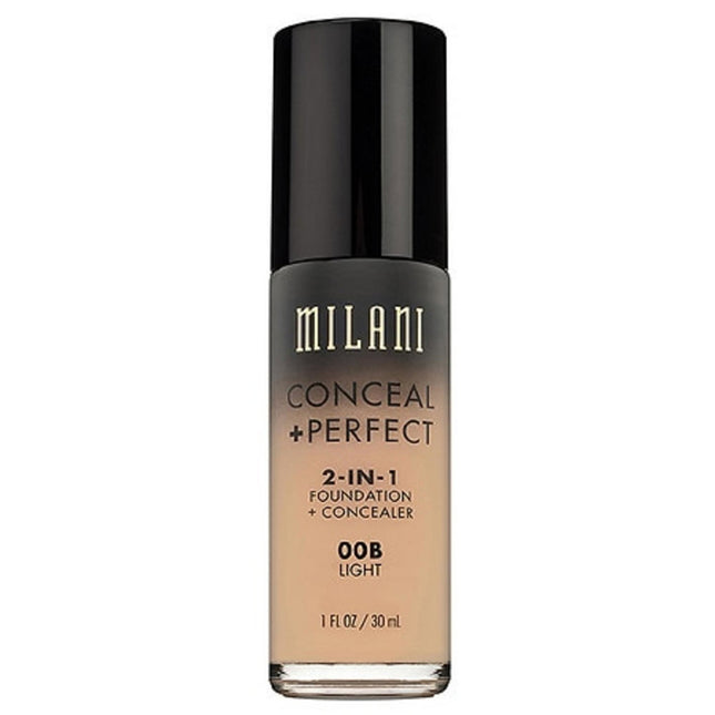 Milani Conceal + Perfect Natural – Liquid Foundation & Concealer 2-in-1 for Women, 00B, Light, 30 ml