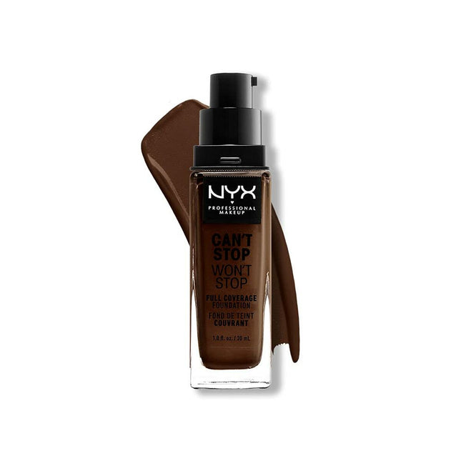 NYX Can't Stop Won't Stop Full Coverage – Foundation Deep Ebony Unisex, 30 ml