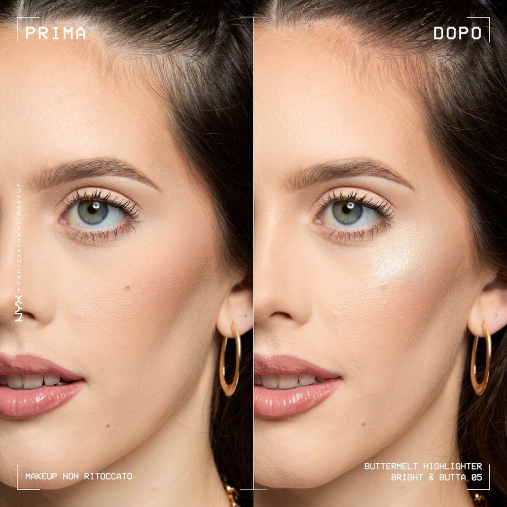 NYX Buttermelt Highlighter Iluminador En Polvo 5-Bright y Butta, 5 g