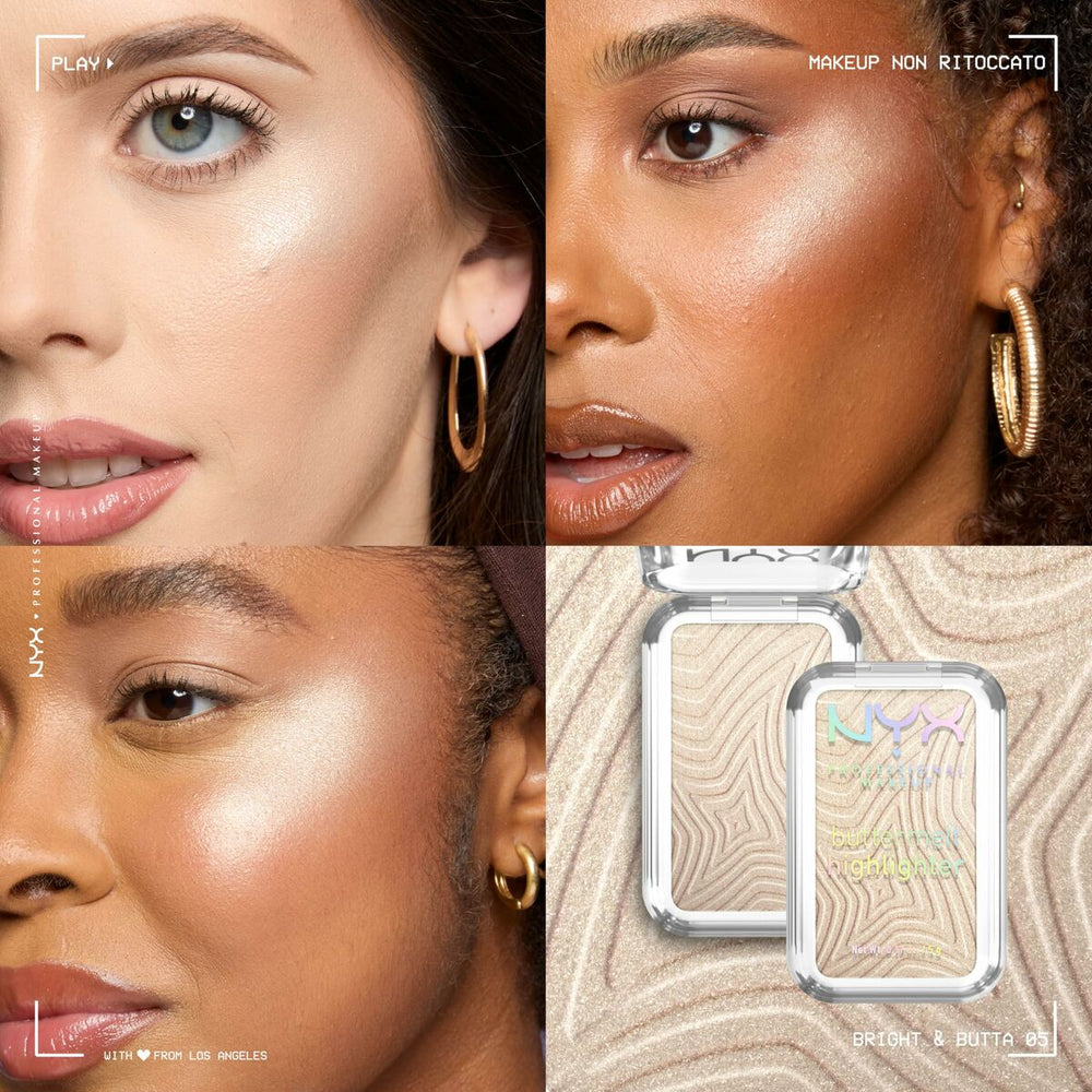 NYX Buttermelt Highlighter Iluminador En Polvo 5-Bright y Butta, 5 g