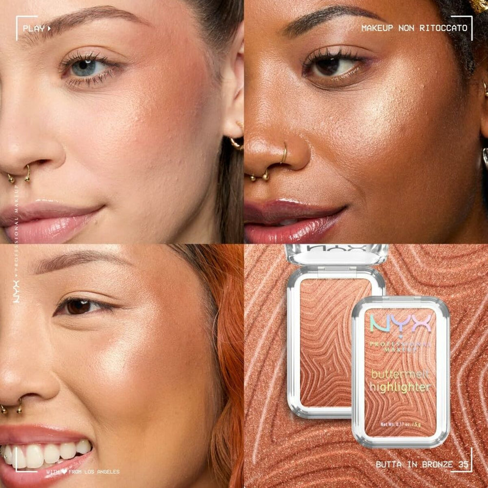 NYX Buttermelt Highlighter Iluminador En Polvo 35-Butta In Bronze, 5 g