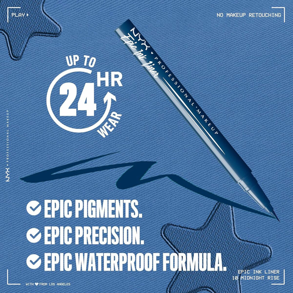 NYX Epic Ink Liner Eyeliner Waterproof 10-Mid Rise Unisex, 1 ml