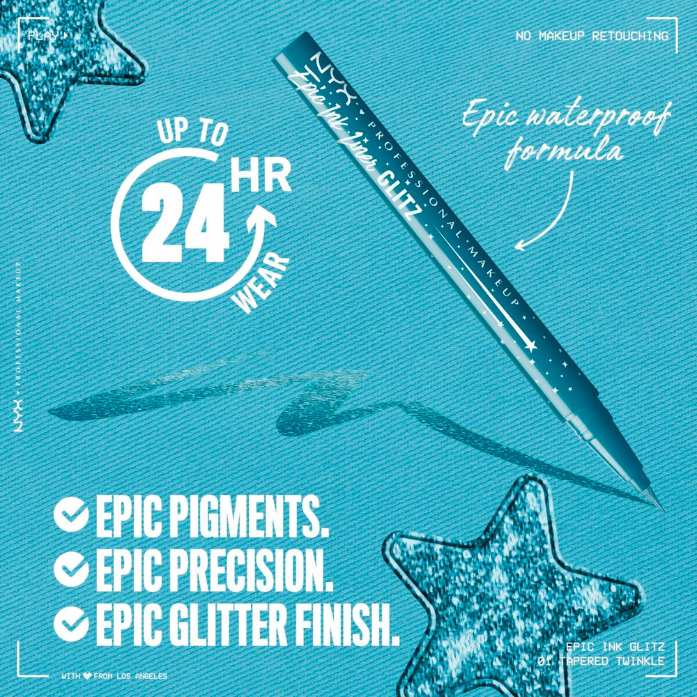 NYX Epic Ink Liner Glitz Eyeliner Waterproof 01-Tapered Twinkle Unisex, 1 ml