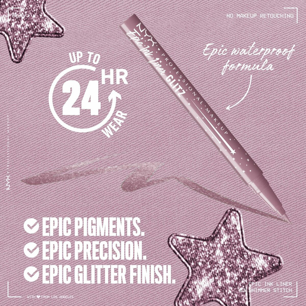 NYX Epic Ink Liner Glitz Eyeliner Waterproof 04-Shimmer Stitch Unisex, 1 ml
