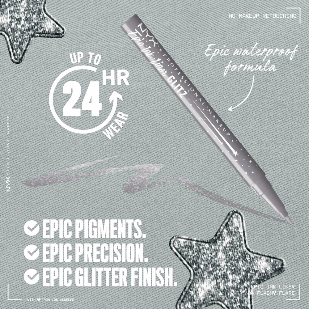NYX Epic Ink Liner Glitz Eyeliner Waterproof 05-Flashy Flare Unisex, 1 ml