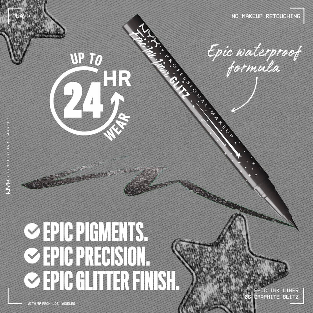 NYX Epic Ink Liner Glitz Eyeliner Waterproof 07-Graphite Glitz Unisex, 1 ml