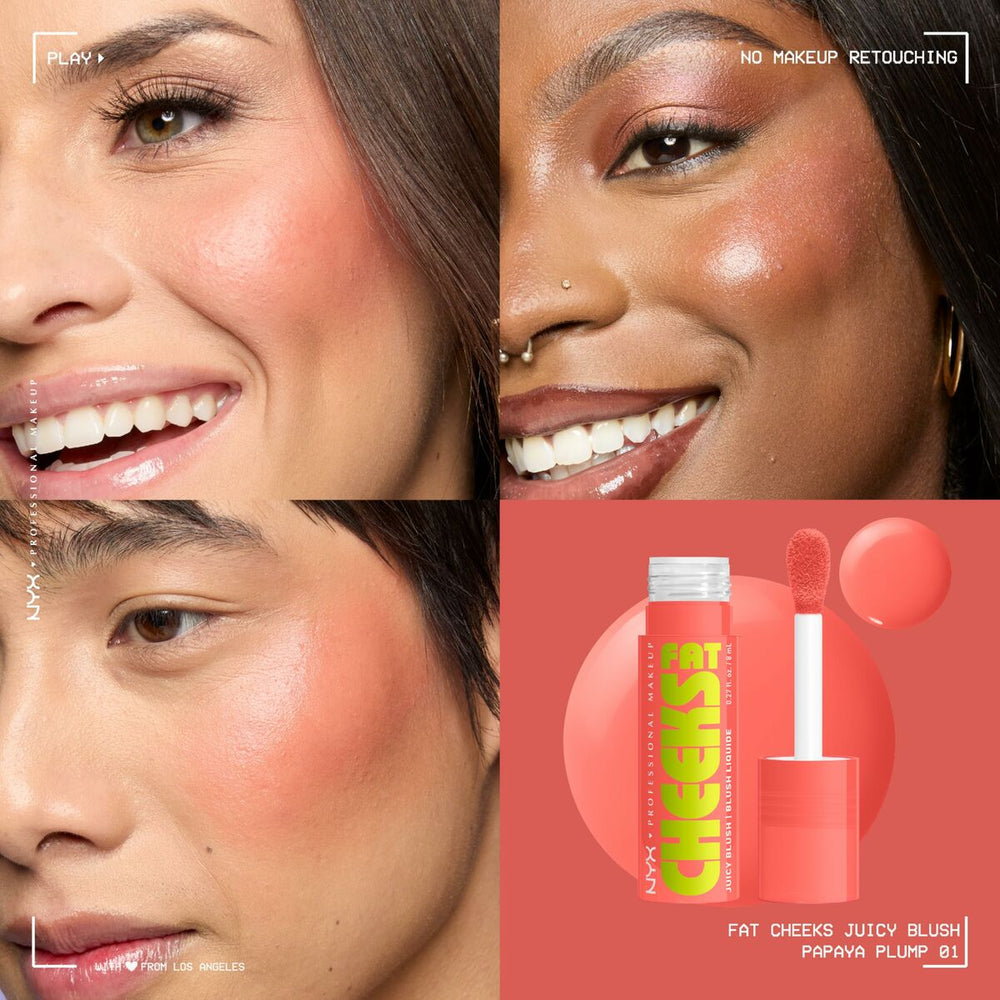 NYX Fat Cheeks Colorete Líquido Hidratante 01-Papaya Plump, 8 ml