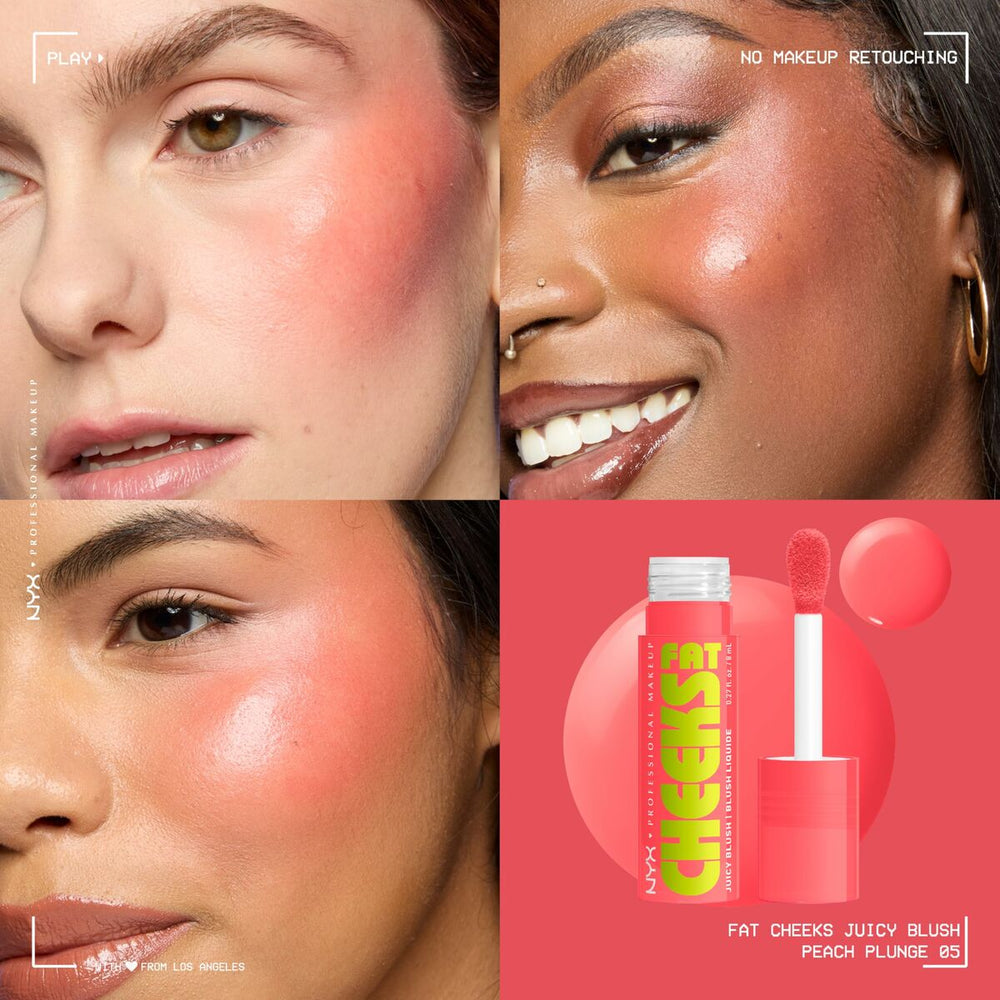 NYX Fat Cheeks Colorete Líquido Hidratante 05-Peach Plunge, 8 ml