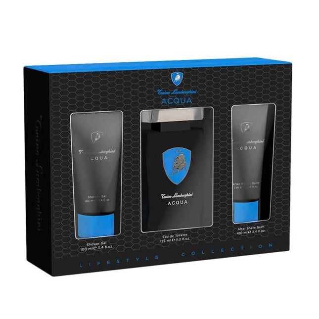 Tonino Lamborghini Acqua – Eau de Toilette for Men 125 ml Spray Gel De Baño 100 ml Balsamo After Shave, 100 ml