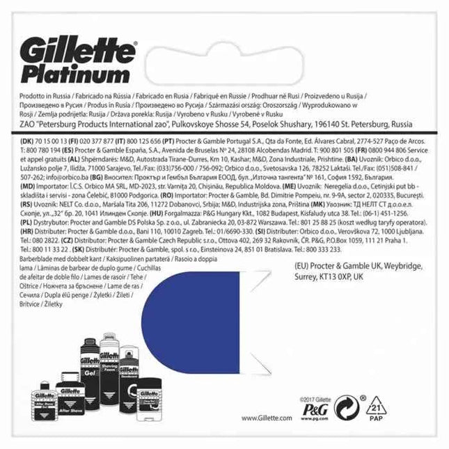 Gillette Platinum Refill Unisex, 5 Units