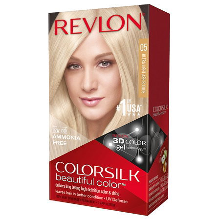 Revlon Color Silk – Permanent Hair Dye for Women, 05 Ultra Light Ash Blonde, 130 ml