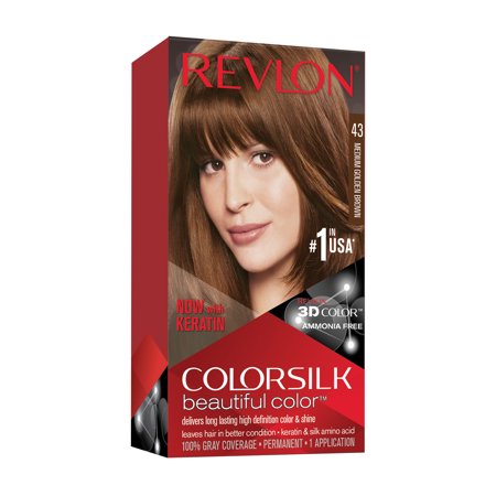 Revlon Colorsilk – Permanent Hair Dye for Women, 43 Medium Golden Brown, 130 ml