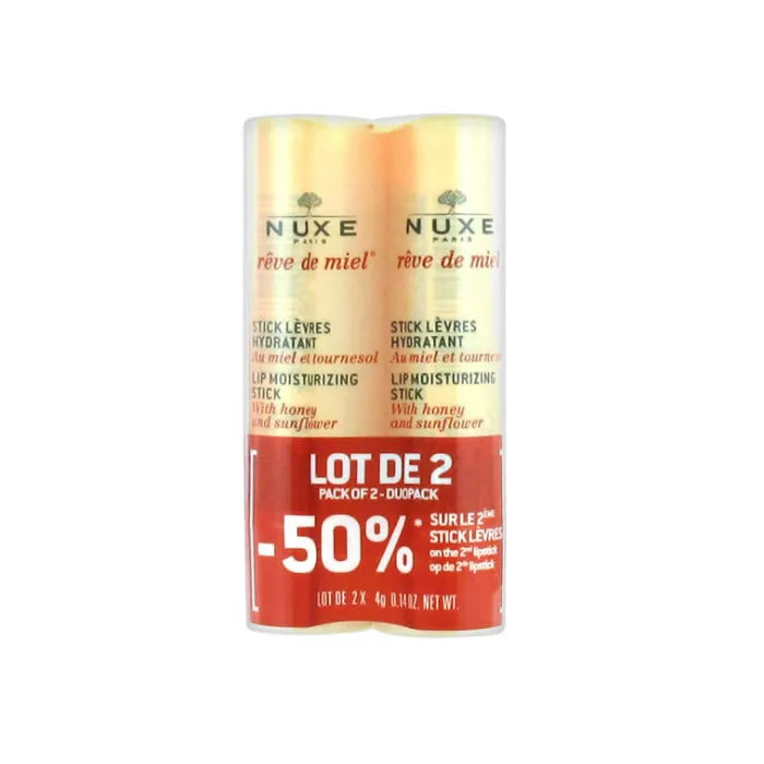 NUXE Rêve De Miel Lip Moisturizing Stick Unisex, 2x4 g