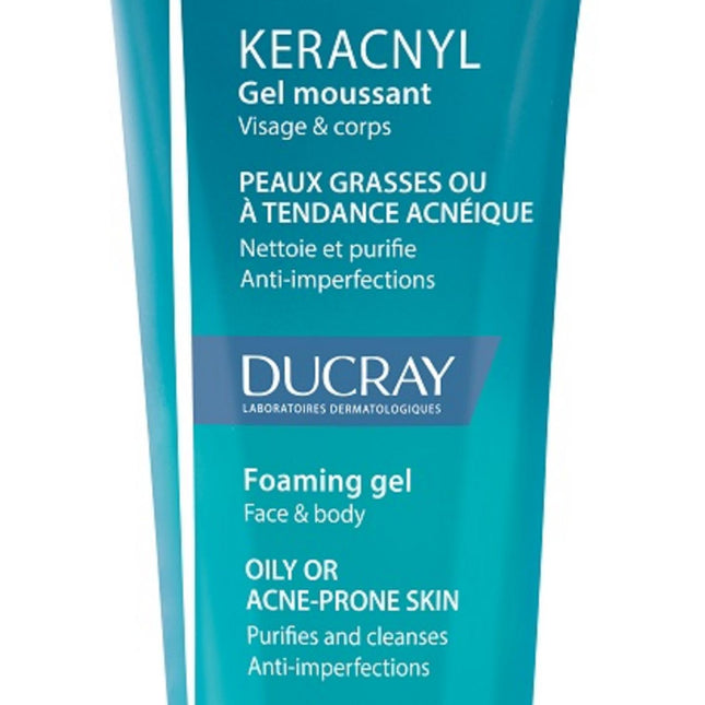 Ducray Keracnyl Biodegradable Fragrance Cleansing – Shower Gel Unisex, Face, Oily, 200 ml