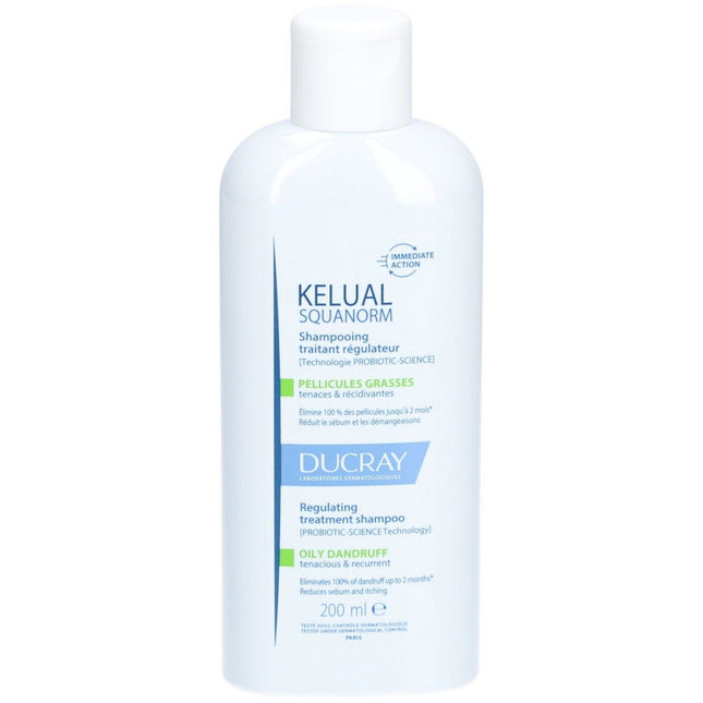 Ducray Kelual Squanorm – Hair Treatment Shampoo Unisex, Anti-Dandruff & Sebum Control, For Scalp With Oily Dandruf, 200 ml