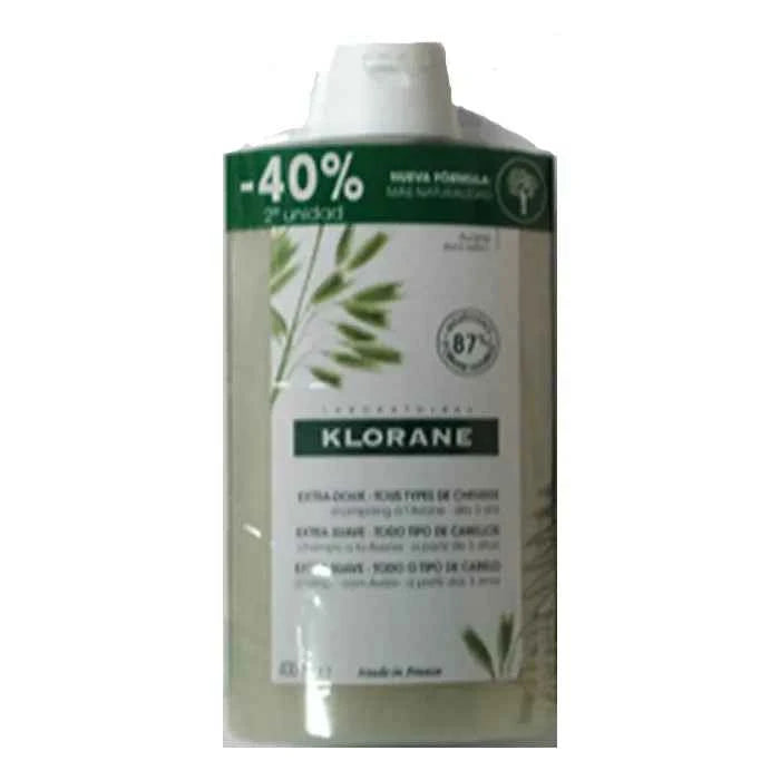 Klorane Champú Extra Suave Oat Unisex, 2x400 ml