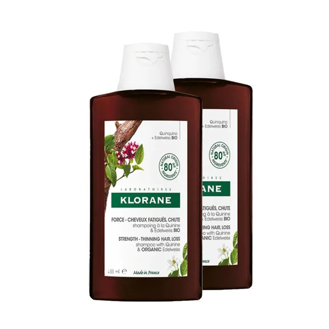 Klorane Shampoo With Quinine And Edelveiss Bio Unisex, 2x400 ml