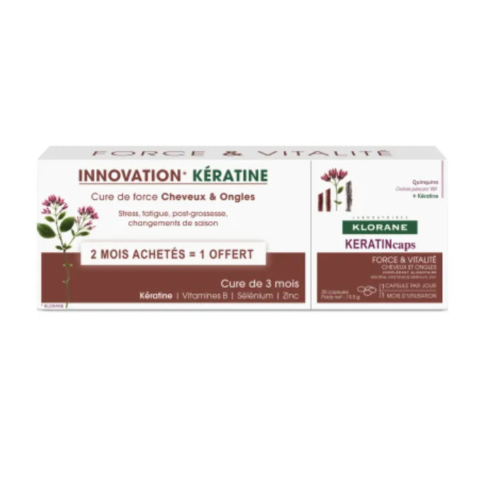 Klorane Keratincaps Anti-Chute de Cheveux Capsules 3x Unisex, 30 capsules