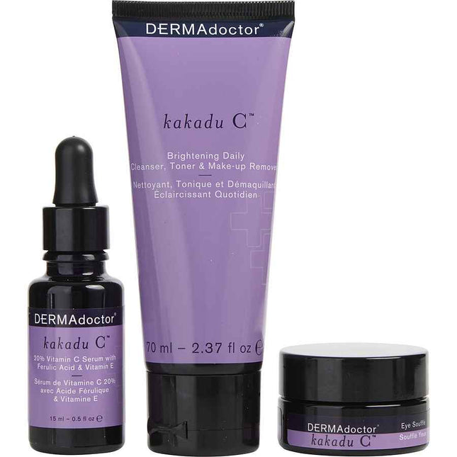 Dermadoctor Kakadu C Vitamin Brightening Kit: Daily Cleanser 70ml + 20% Serum 15ml Eye Souffle 3pcs