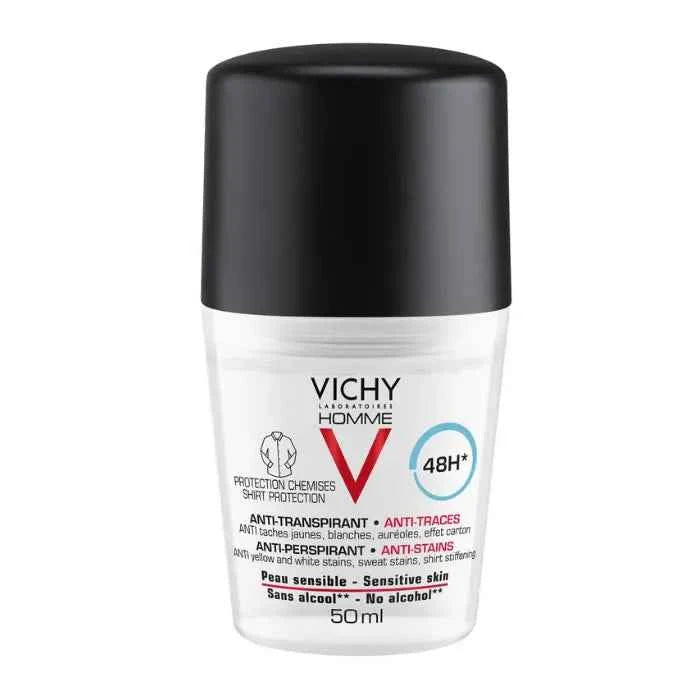 Vichy Homme – Deodorant Anti-Perspirant Anti-Stains Sensitive Skin Unisex, 50 ml