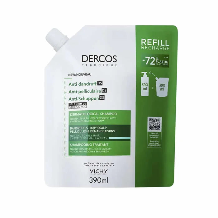 Vichy Dercos Anti-dandruff – Shampoo Normal to Oily Hair Ecorefill Unisex, 390 ml