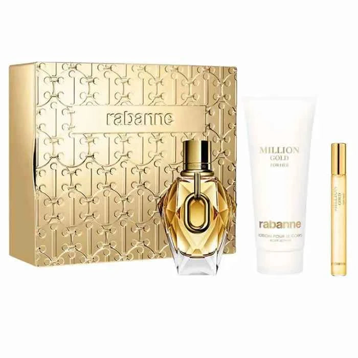 PACO Rabanne Rabanne Million Gold For Her – Eau de Parfum for Women Spray 90 ml, Set 3 Pieces
