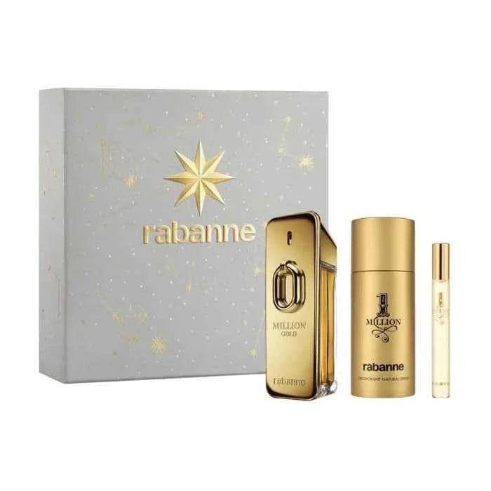 PACO Rabanne Rabanne Million Gold – Eau de Parfum for Men Intense Spray 100 ml, Set 3 Pieces
