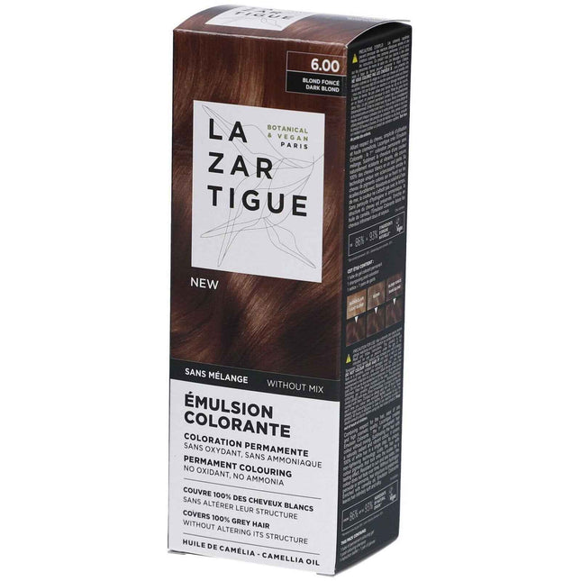 Lazartigue Emulsion Colorante – Permanent Hair Dye for Women, 6.00 Dark Blond, 60 ml