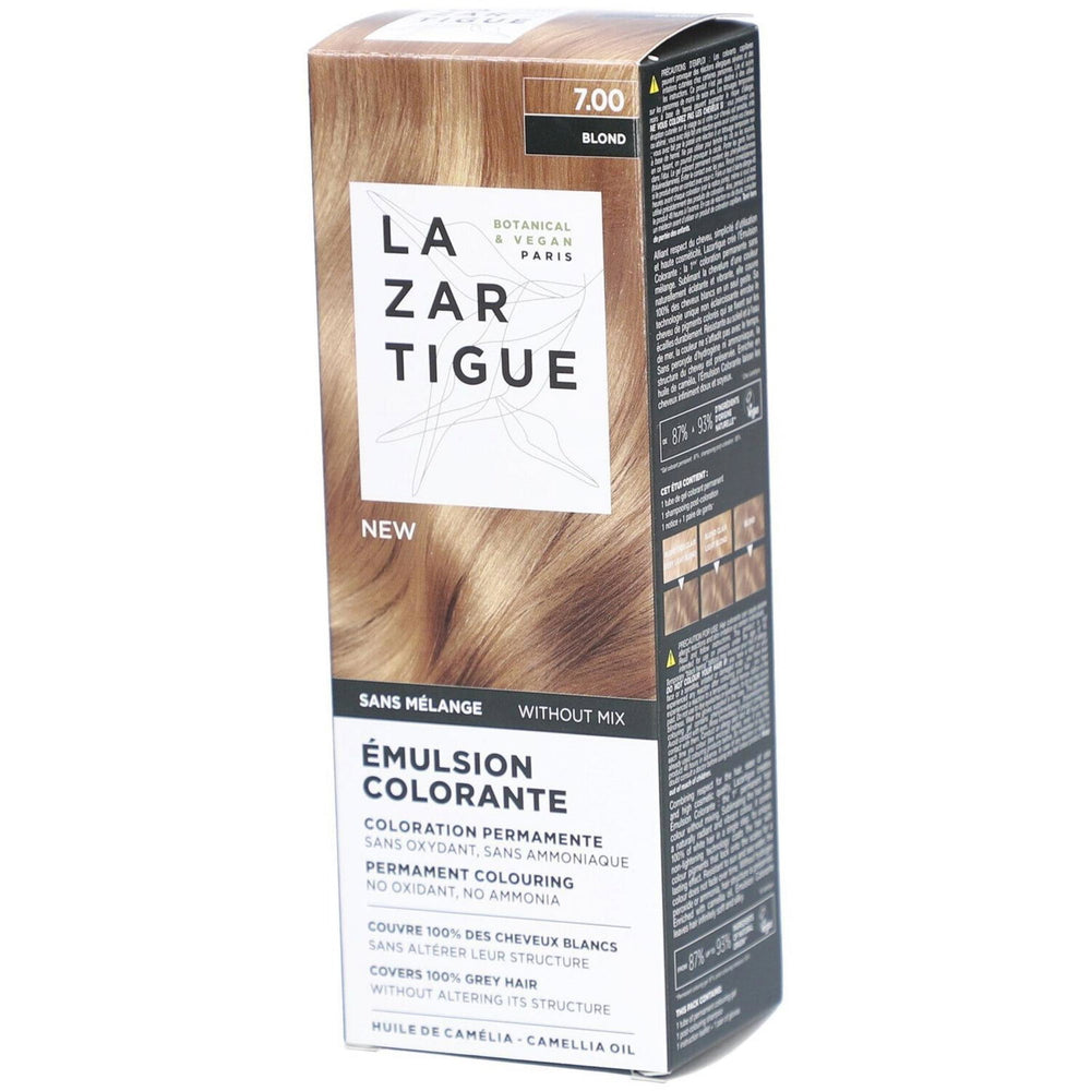 Lazartigue Emulsion Colorante Ammonia – Permanent Hair Dye for Women, 7.00 Blond, 60 ml