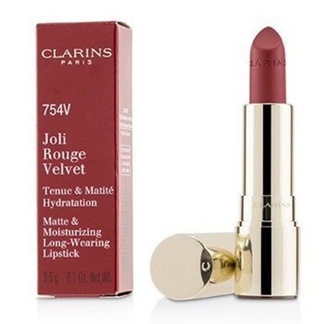 Clarins Joli Rouge Velvet – Cream Lipstick for Women, 754V, Deep Red, 3.5 g