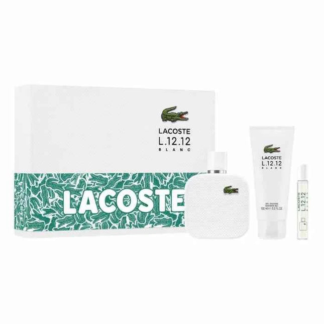 Lacoste L 12 12 Blanc – Eau de Toilette for Men Spray 100 ml, Set 3 Pieces