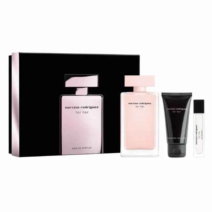 Narciso Rodriguez For Her – Eau de Parfum for Women Spray 100 ml, Set 3 Pieces