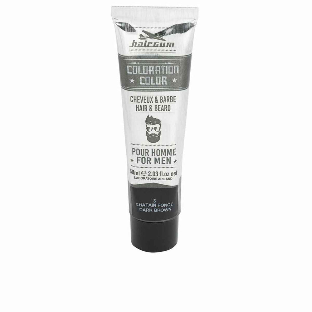 Hairgum Coloration Tinte Para Barba y Cabello 3-Castaño Oscuro Unisex, 60 g