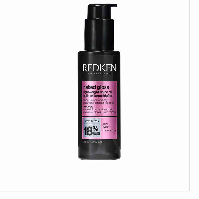 Redken Naked Gloss Aceite Ultraligero Brillo Efecto Espejo y Protección Térmica Unisex, 100 ml