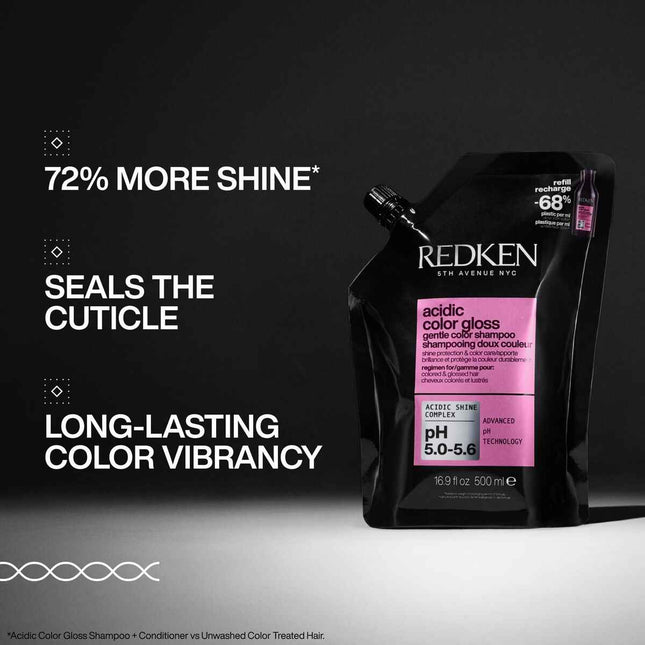 Redken Acidic Color Gloss Champú Sin Sulfatos Potencia El Brillo De Tu Color Recarga Unisex, 500 ml