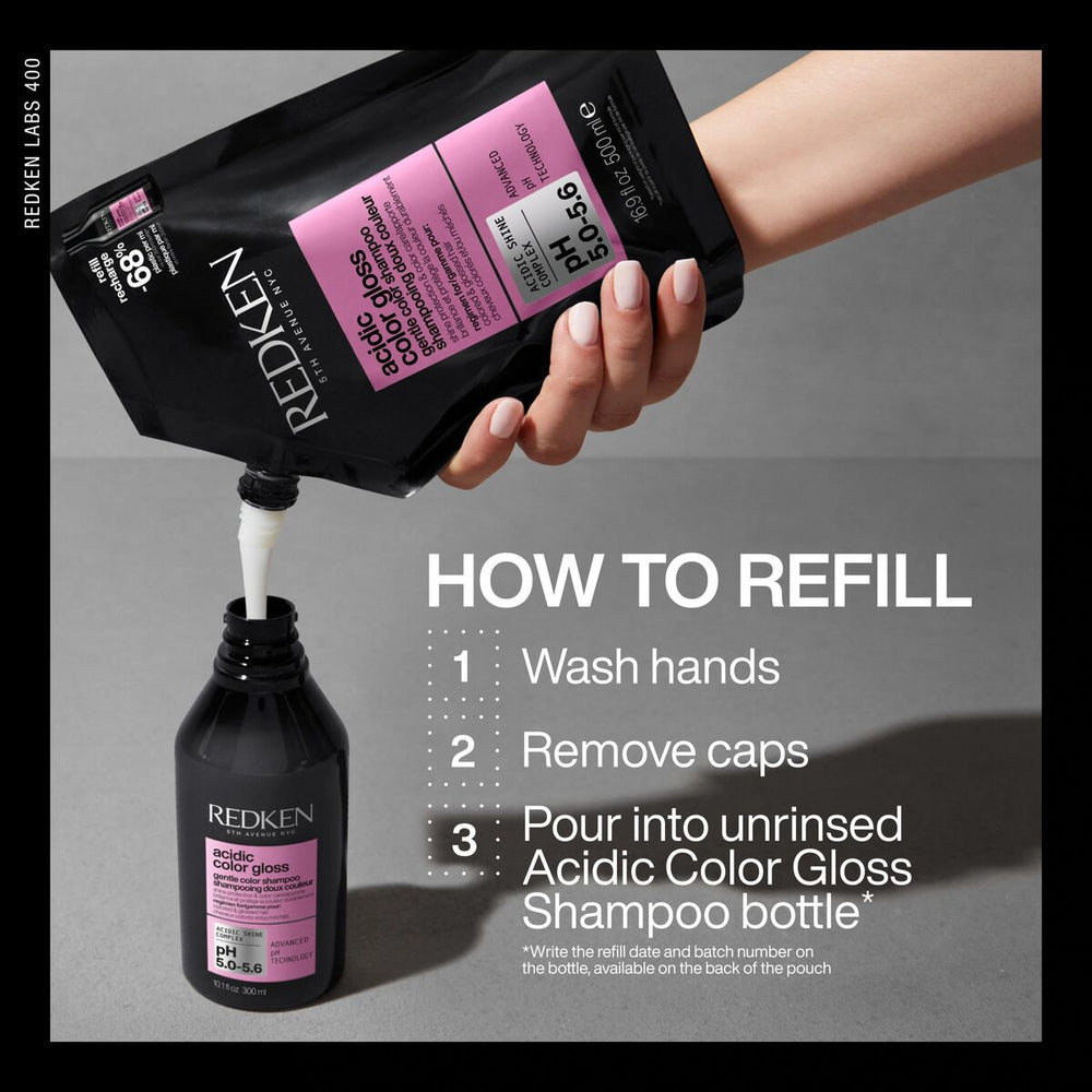 Redken Acidic Color Gloss Champú Sin Sulfatos Potencia El Brillo De Tu Color Recarga Unisex, 500 ml