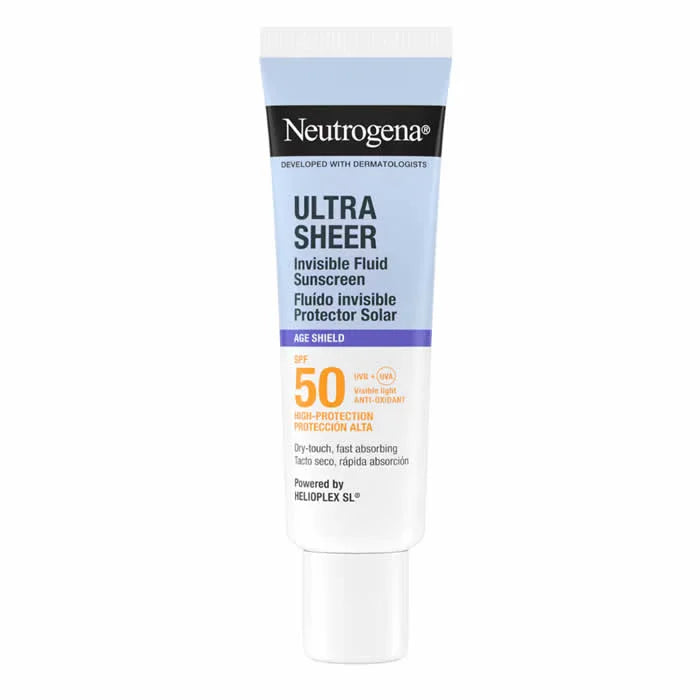 Neutrogena Ultra Sheer Invisible Fluid Sunscreen Age Shield Spf50 Unisex, 50 ml