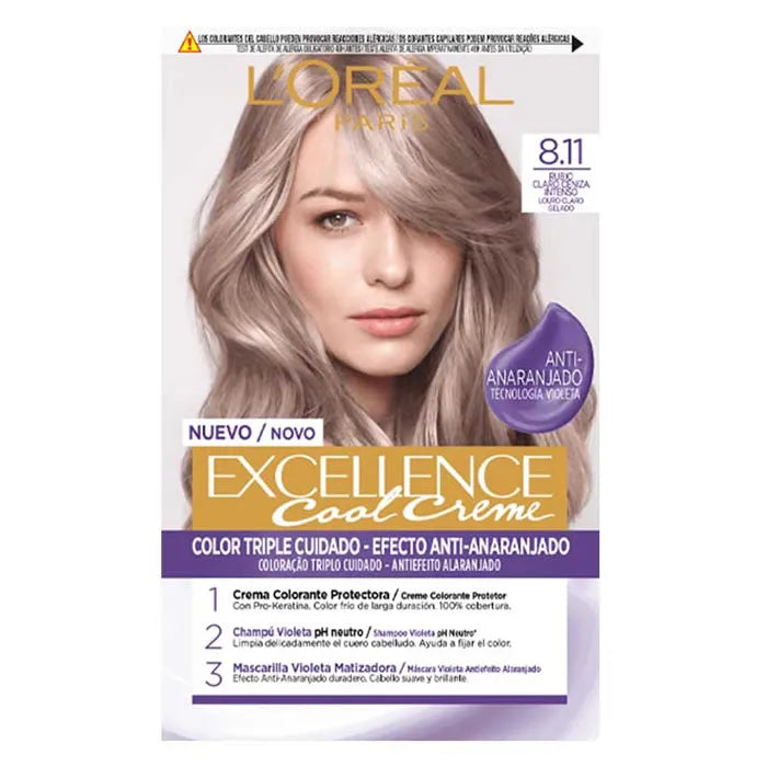 L'oreal Professionnel Excellence Cool Creme 8.11 Light Ash Blonde Unisex, 192 ml