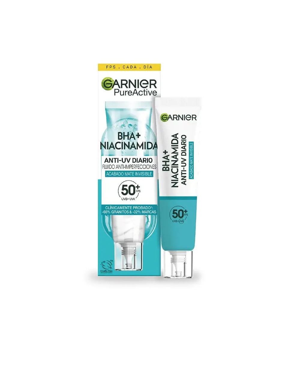Garnier Pure Active Bha Niacinamida Fluido Anti-Imperfecciones Fps50 Unisex, 40 ml