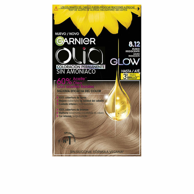Garnier Olia Coloración Permanente Sin Amoniaco 8,12-Rubio Iridiscente 1 U Unisex
