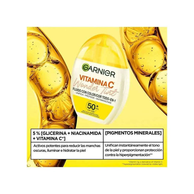 Garnier Vitamina C Wonder Tint Fluido Con Color Spf50 Medio Unisex, 40 ml