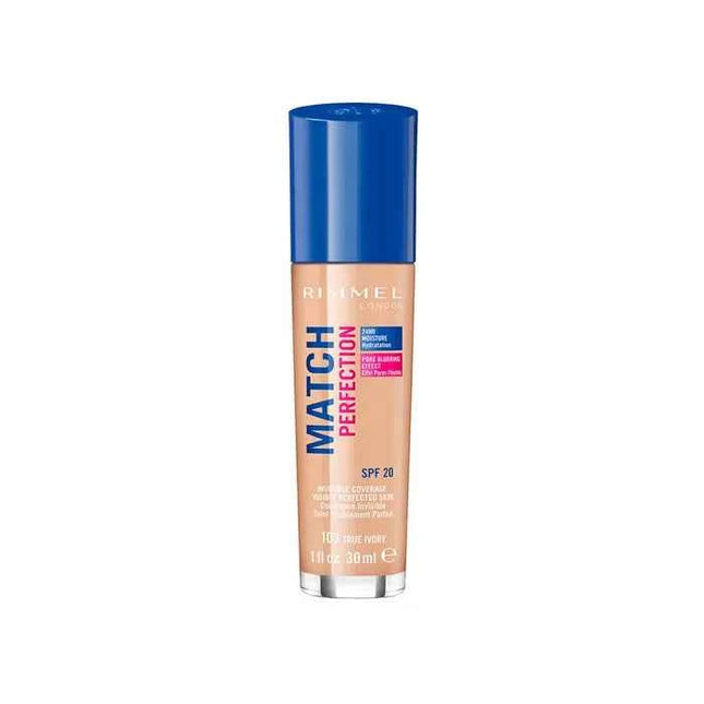 Rimmel London Match Perfection – Foundation Spf20 103 True Ivory Unisex, 30 ml